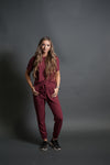 DT Amalia ribbed knit jogger set in Wild Berry