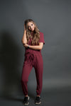 DT Amalia ribbed knit jogger set in Wild Berry