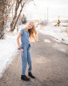 DT Brielle jumpsuit for girls in dusty blue - Duckthreads