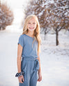 DT Brielle jumpsuit for girls in dusty blue - Duckthreads