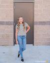 Tractr Girls Skinny Jeans with Asymmetrical Detailed Hem - Duckthreads