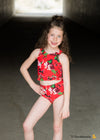 Red Floral Little Ruffle Swim Top by Janela Bay - Duckthreads