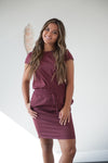 Womens Downtown Sporty lightweight dress in burgundy maroon, modest fit with pockets - Duckthreads