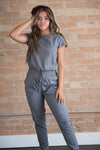 DT Unity Womens and girls lightweight jumpsuit romper in grey, with pockets and stretch - Duckthreads