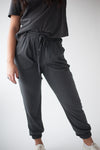 DT Amalia ribbed knit jogger set in Charcoal
