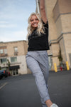 DT UPTOWN Lightweight Joggers in Grey Plaid
