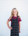 Little Girls Grid Overall Dress with Front Pocket - Duckthreads
