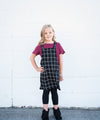 Little Girls Grid Overall Dress with Front Pocket - Duckthreads