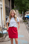 DT BREEZE Sporty Skirt in red for women and girls, Modest fit - Duckthreads