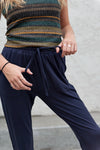 DT Shelby Tie-ankle super-soft pants in Navy - Duckthreads