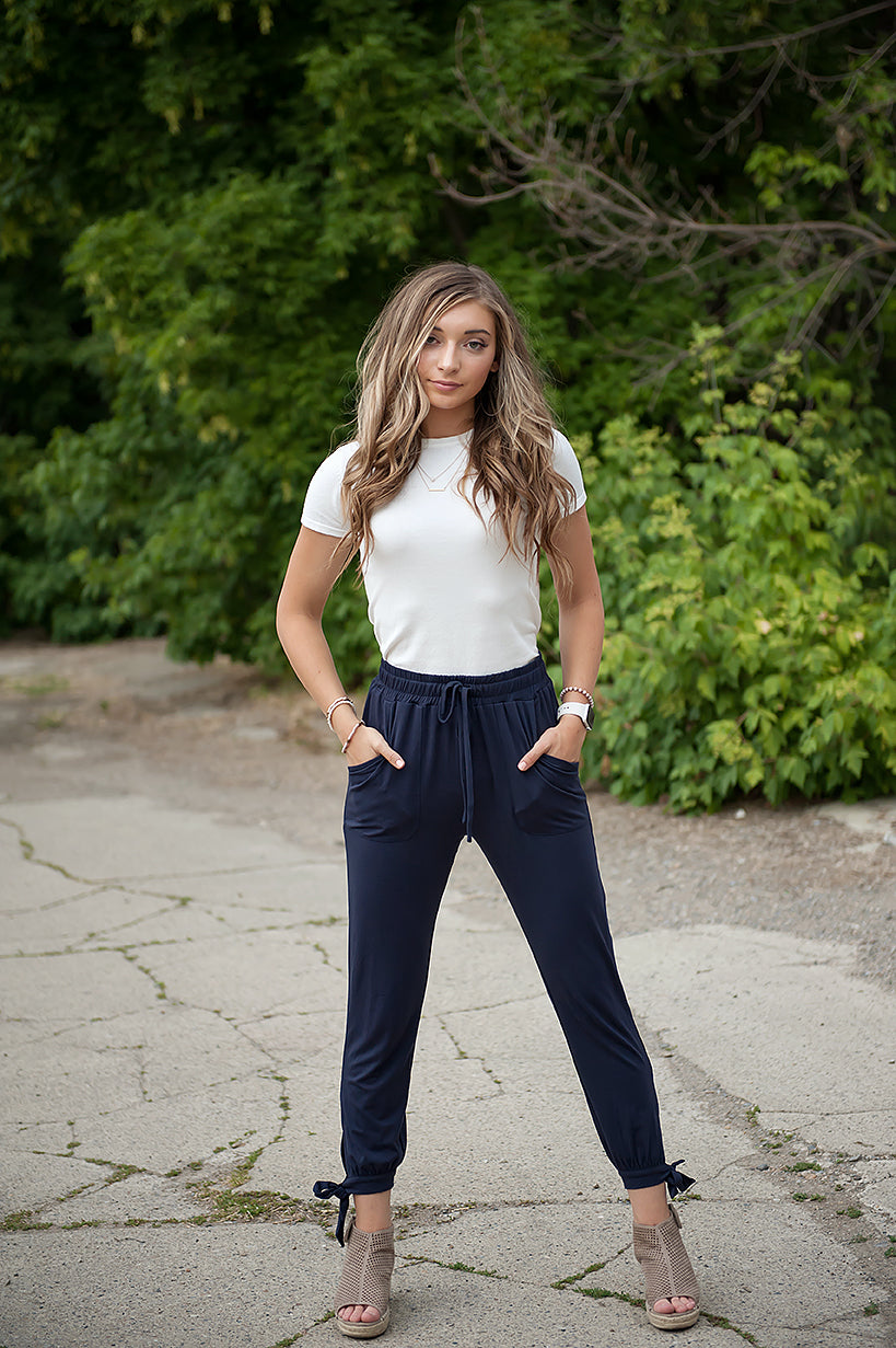 high quality young girl ankle-tied pants