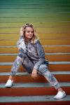 Kesley Leroy Tie Dye Joggers with knee accents  in grey - Duckthreads